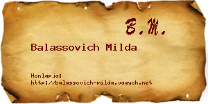 Balassovich Milda névjegykártya